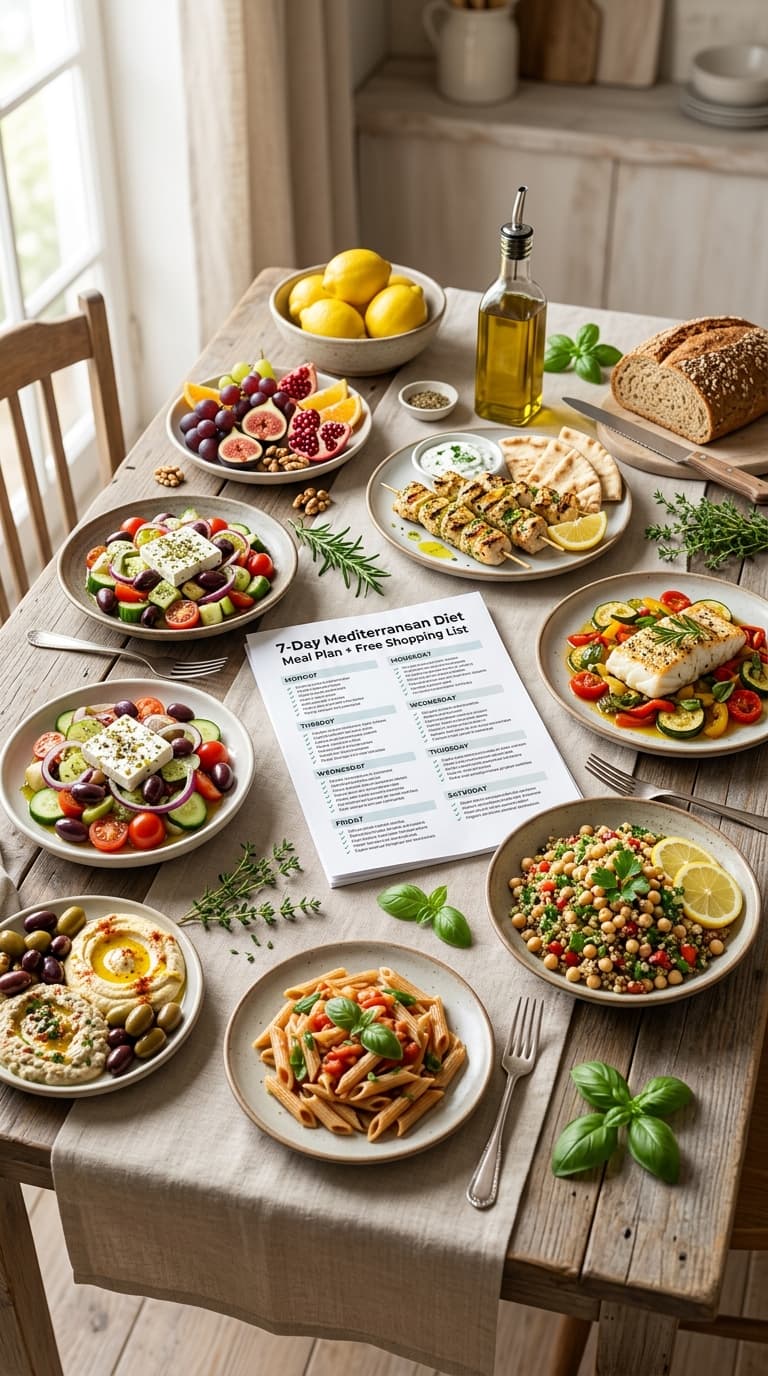7-Day Mediterranean Diet Meal Plan + Free Shopping List Printable
